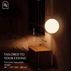Zuru Floor to Ceiling Lamp - Adjustable 98"-110" Modern Pole Light with LED Bulb - Acrylic Globe Design - UL Certified - Sleek Metal Frame - Living Room & Bedroom Standing Lamp