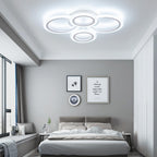 1pc 8 Rings Large Modern LED Ceiling Light with Remote Control with 3pc Small White 4 Rings Ceiling Light Fixture, 3000-6000K Color Temperature Adjustable and Brightness Dimmable
