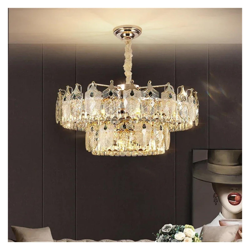 Modern Oval Crystal Chandelier Pendant Light Hanging Ceiling,Sleek