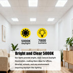 12 Pack 2x4 LED Flat Panel Light,7800LM Fixed 5000K Daylight White Recessed Troffer,0-10V Dimmable 2x4FT Drop Ceiling Light,ETL Listed Commercial Fixture for Office,Shop,Supermarket,School 110-277V AC