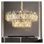 Modern Oval Crystal Chandelier Pendant Light Hanging Ceiling,Sleek