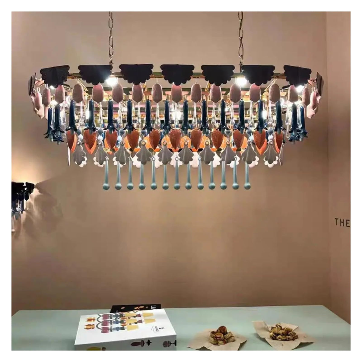 Oval Ceramic Chandelier, Vintage Art(Changeable D70cm Chandelier)