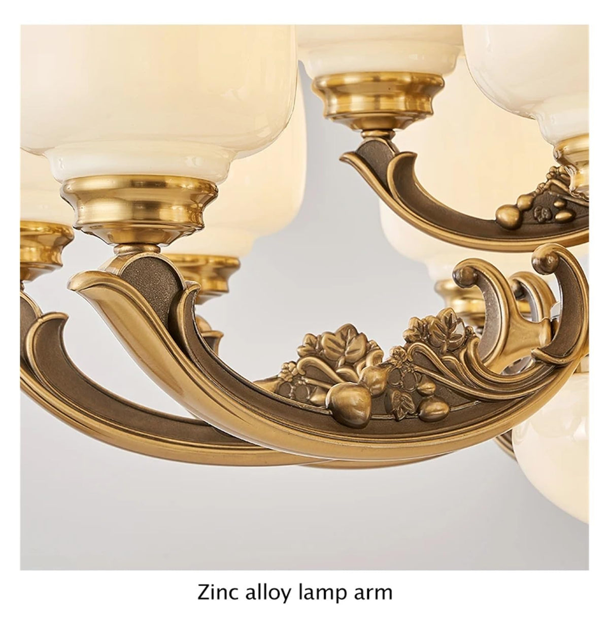 Natural Jade Center Column Glass Lampshade European Chandelier Available for High Ceiling Living Room Dining Room