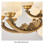 Natural Jade Center Column Glass Lampshade European Chandelier Available for High Ceiling Living Room Dining Room