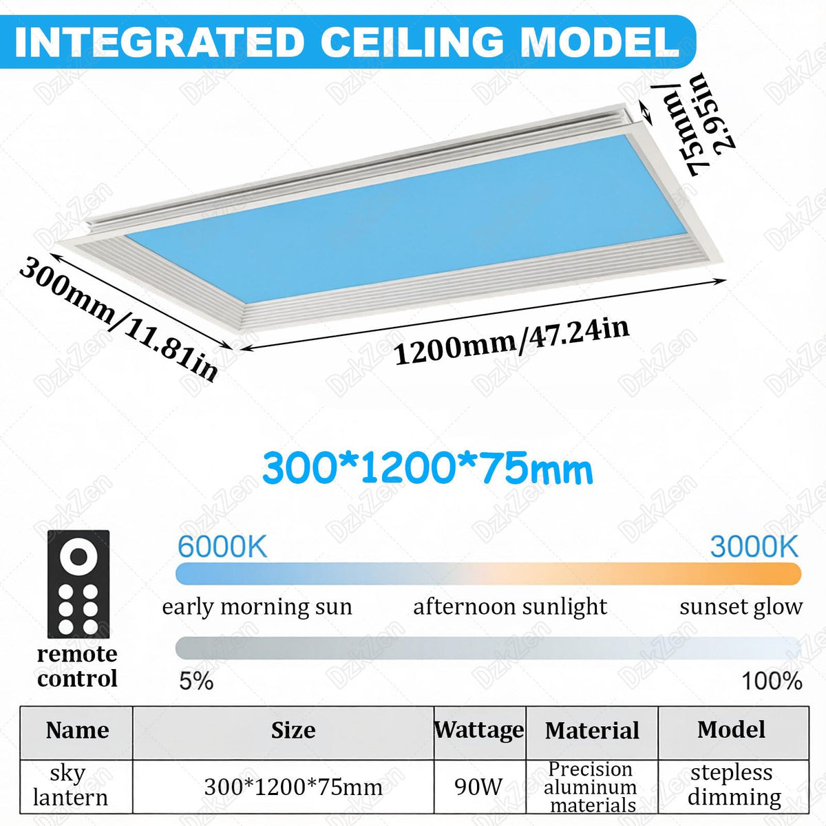 Artificial Skylight Ceiling Light with Remote Control for Home Decor