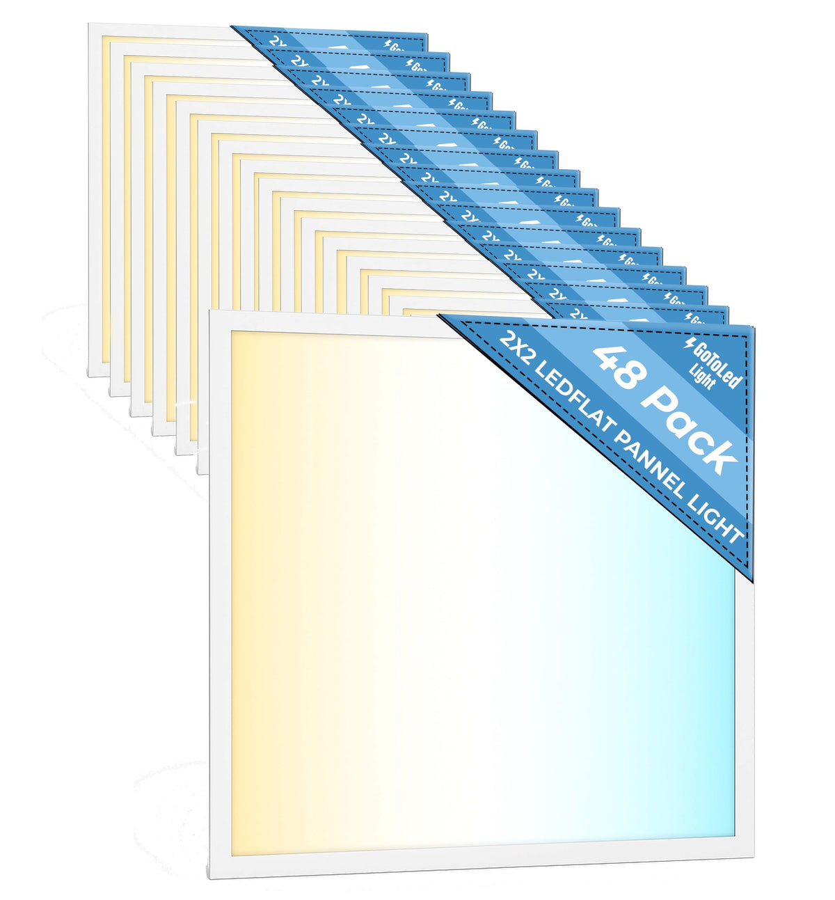 48 Pack 2x2 LED Flat Panel Light for Drop Ceiling, 5200lm Selectable 20W/25W/30W/35W/40W, Color Temperature 3000K/3500K/4000K/5000K/6500K, 0-10V Dimmable, 120-277V, ETL