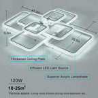 41.3in Modern LED Ceiling Light Fixture Dimmable Crystal Flush Mount Led Ceiling Lights 8 Square Frame with Remote Ceiling Lamps for Living Room Kitchen Bedroom