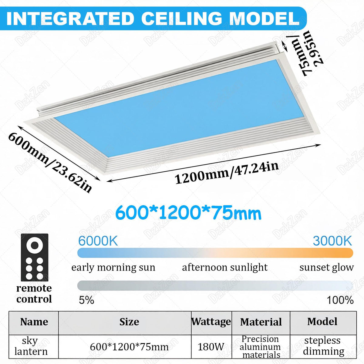 Artificial Skylight Ceiling Light with Remote Control for Home Decor