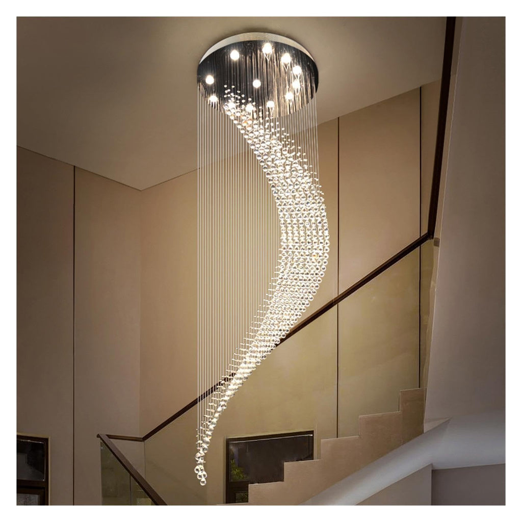 Spiral Waterfall Crystal Chandelier Vertical Hanging Light ,Ambient