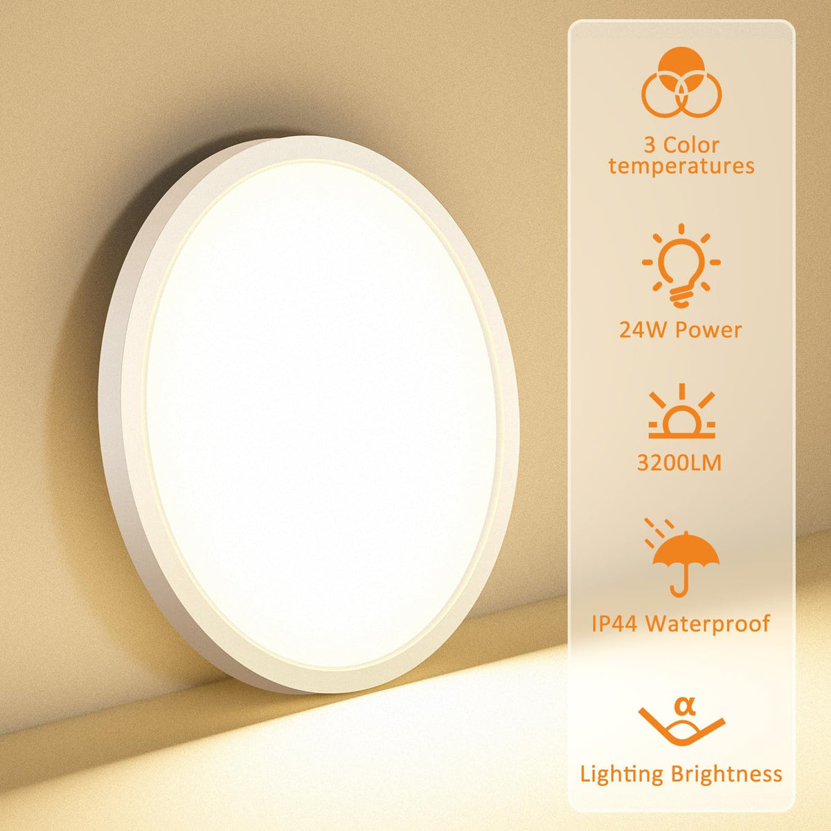 8PACK LED Flush Mount Ceiling Light Fixture, 3000K-4000K-6500K & 150W Equivalent Modern Kitchen Recessed Ceiling Lamp 24W 3200Lm 12Inch Closet Round Surface for Bathroom Laundry Bedroom Hallway
