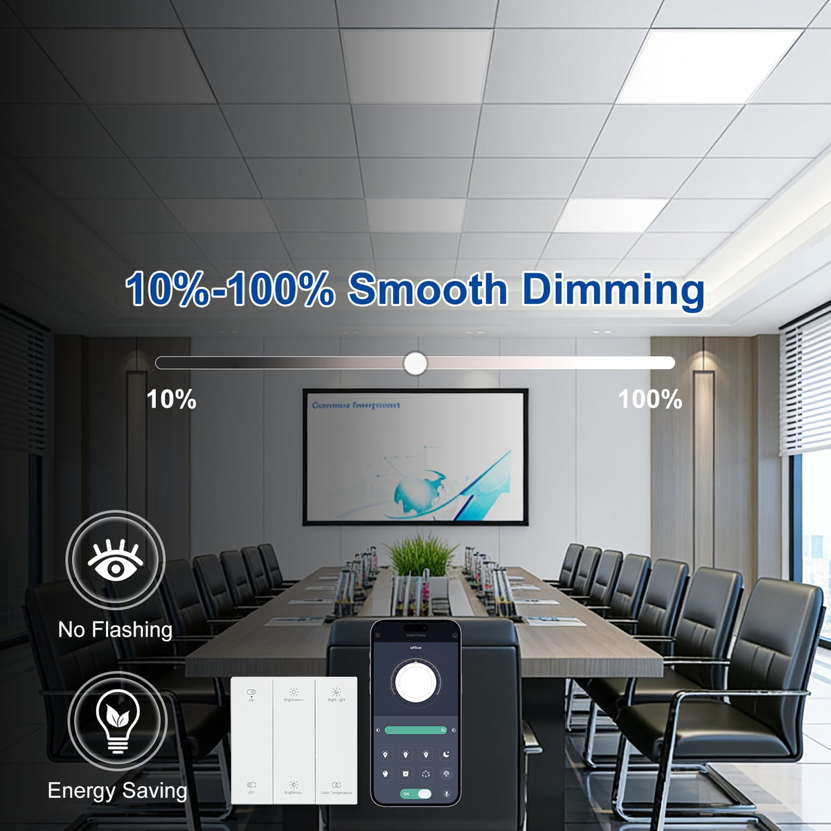 AIKVSXER 2x2 LED Flat Panel Light with Wireless Switch & App Control 6Pack
