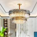 Stainless Steel LED Crystal Chandelier Living Room Light Fixture