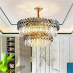Stainless Steel LED Crystal Chandelier Living Room Light Fixture