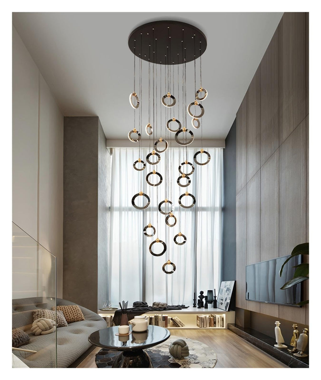 Multi Ring Spiral Suspended Fixture Round Canopy Hanging Decor ,Classic