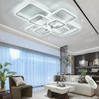 41.3in Modern LED Ceiling Light Fixture Dimmable Crystal Flush Mount Led Ceiling Lights 8 Square Frame with Remote Ceiling Lamps for Living Room Kitchen Bedroom