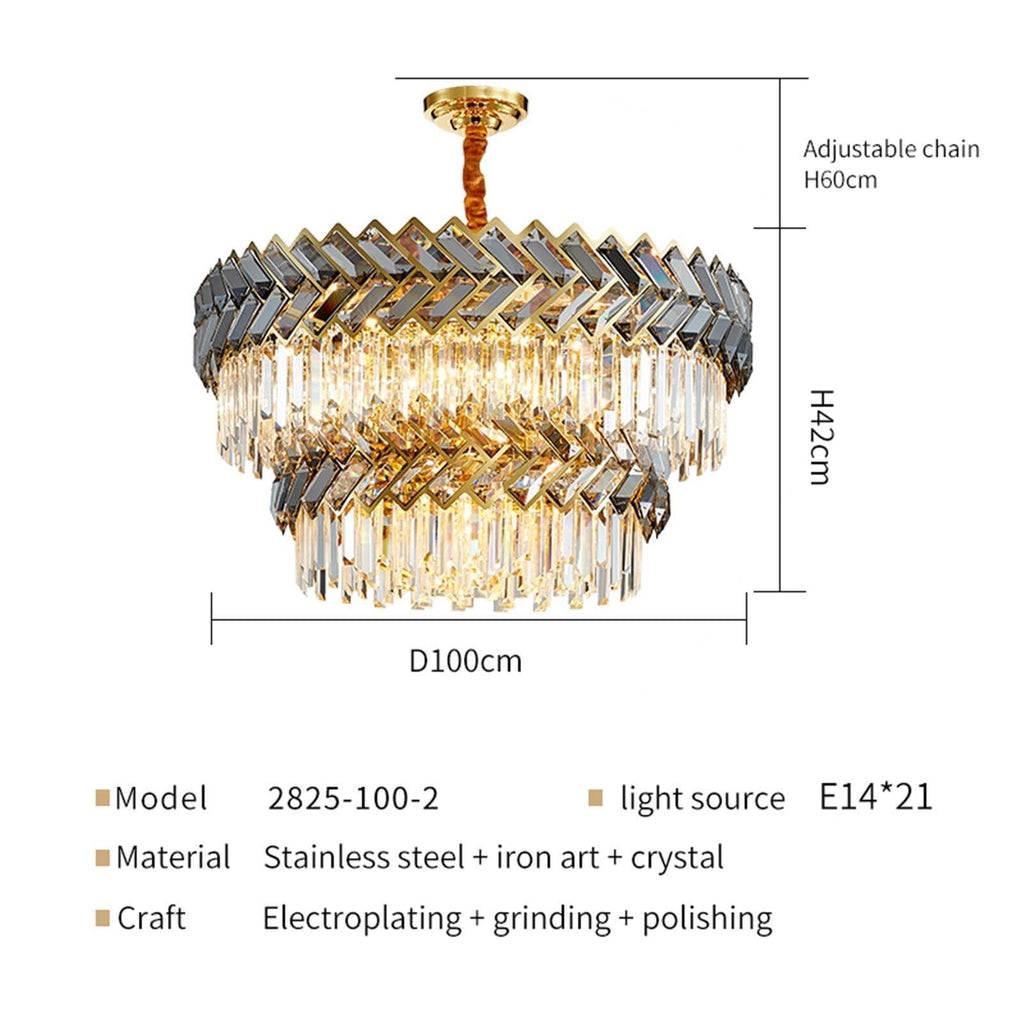 Stainless Steel LED Crystal Chandelier Living Room Light Fixture