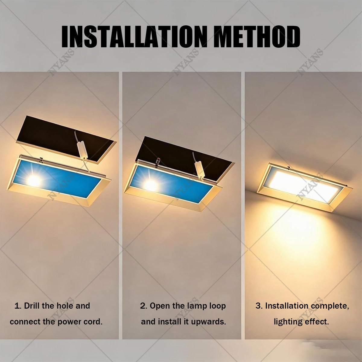 Artificial Skylight LED Ceiling Lamp,3000-6000K Dimmable Embedded-62*122cm