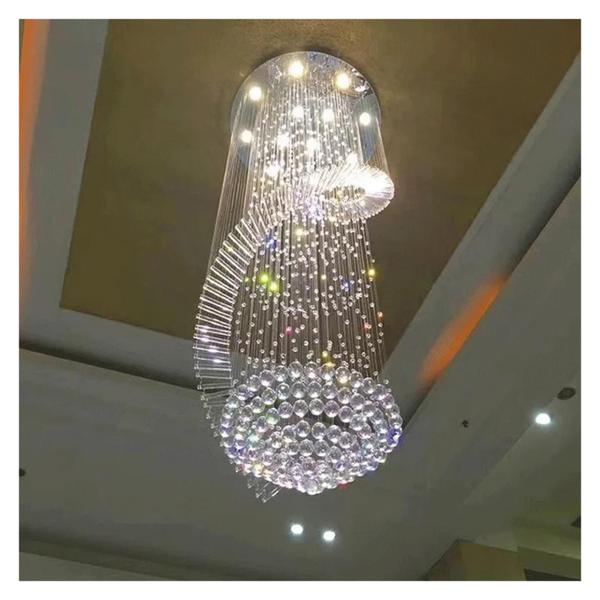 Modern Long LED Spiral Crystal Chandeliers Lighting for Staircase Stair Lamp Showcase Bedroom Living Room Hotel Hall Home Decar