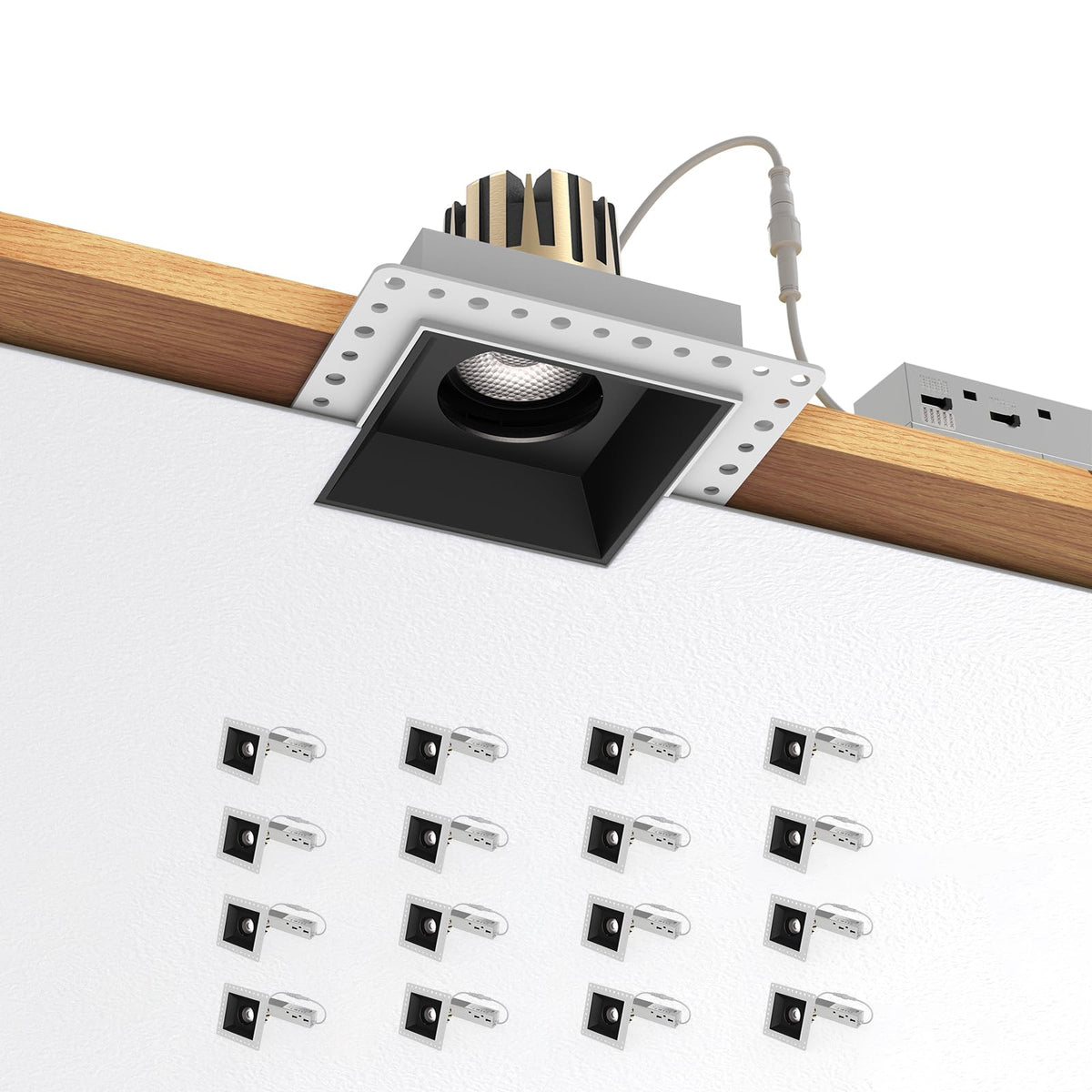 4-Pack Square Rimless LED Downlight Anti-glare Embedded Ceiling Lamps