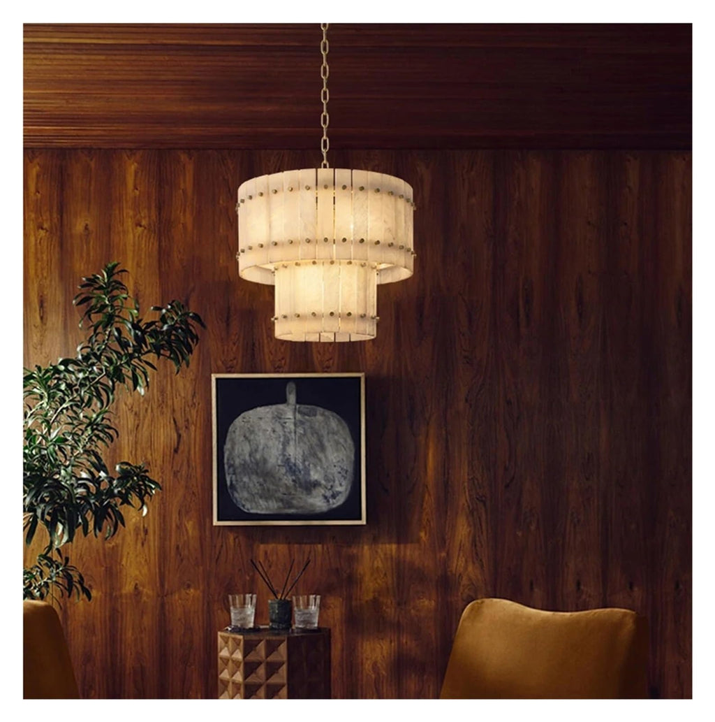 American Marble LED Chandelier Lighting Alabaster Hanging Lamps Lustre Suspension Luminaire Lampen for Dinning Room,Art