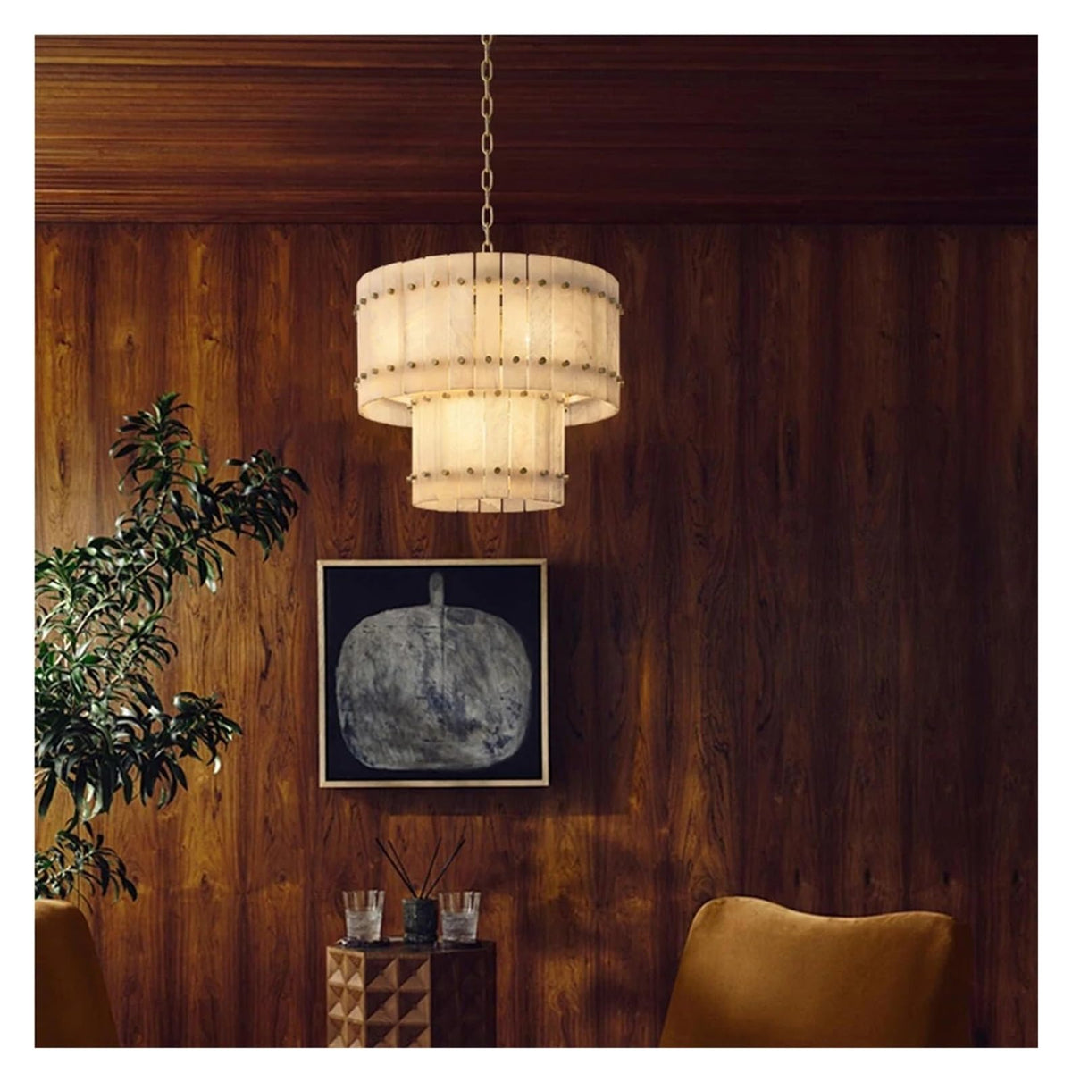 American Marble LED Chandelier Lighting Alabaster Hanging Lamps Lustre Suspension Luminaire Lampen for Dinning Room,Art