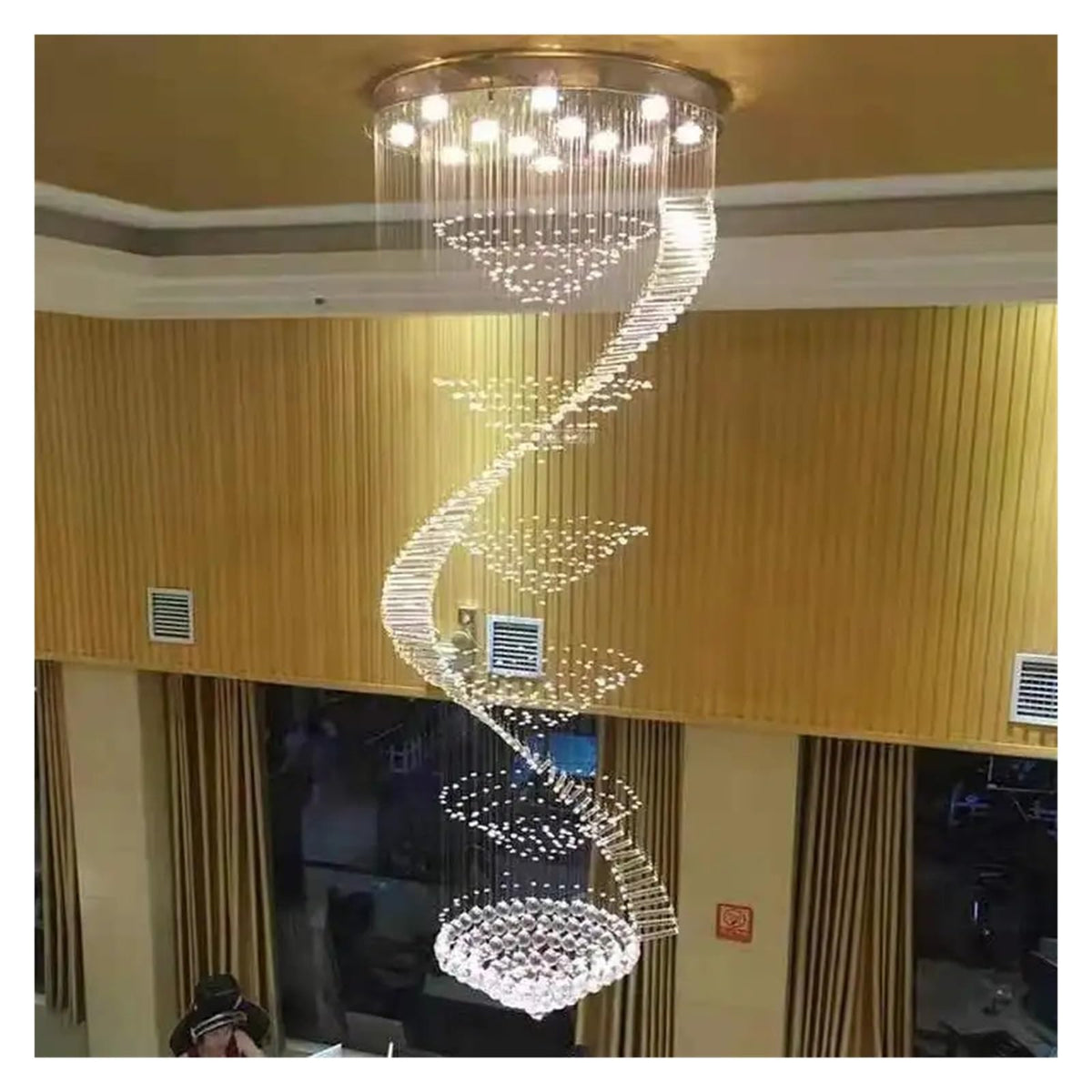 Modern Long LED Spiral Crystal Chandeliers Lighting for Staircase Stair Lamp Showcase Bedroom Living Room Hotel Hall Home Decar