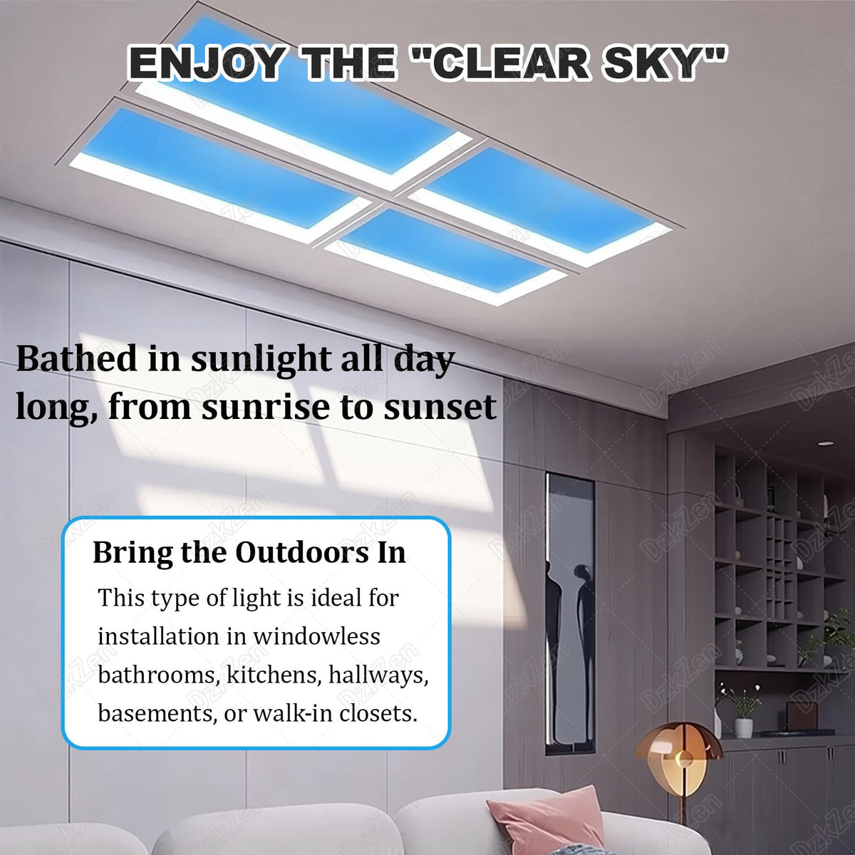 Artificial Skylight Ceiling Light with Remote Control for Home Decor