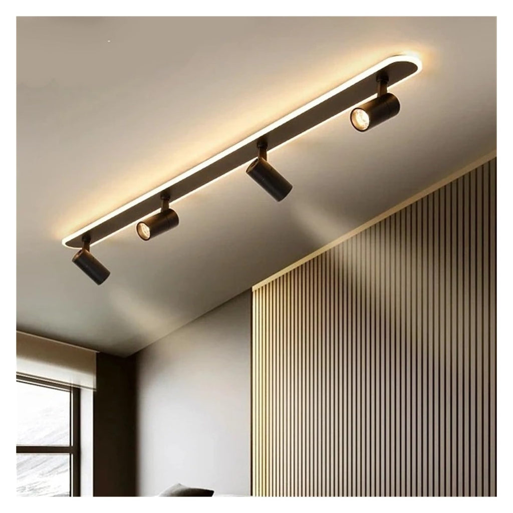 120-200cm Nordic Modern Minimalism Bedroom Spotlight Ceiling Lights Smart Led Lamps for Living Room Indoor Lighting Lamps Balcony Lamps Minimalist Design(Cold White No Remote,Black Length 200cm)