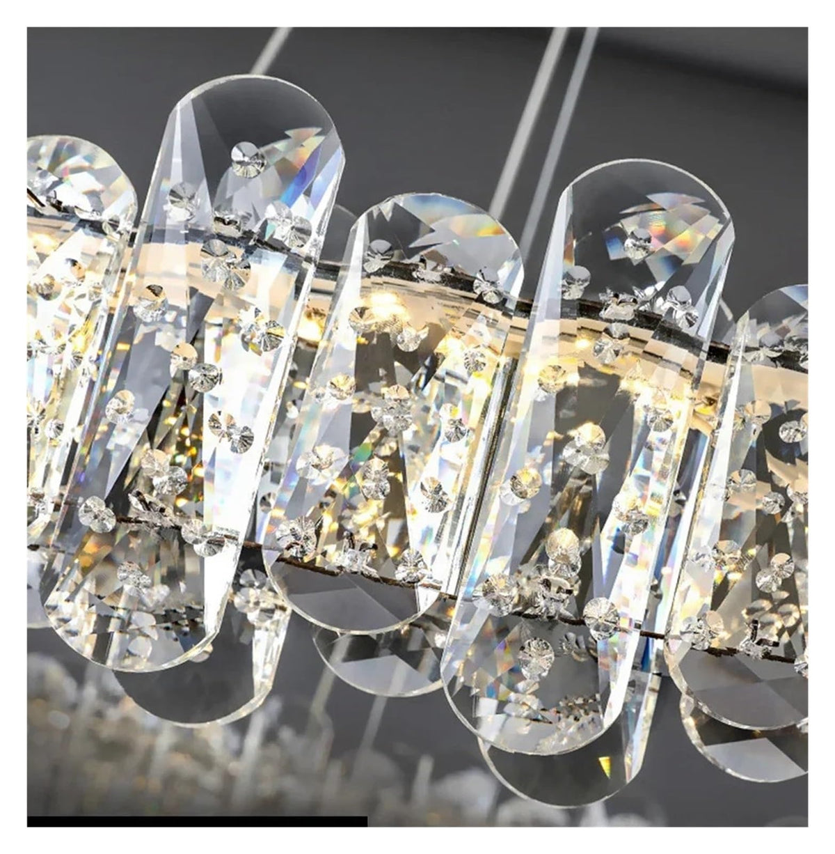 Modern Crystal Chandelier Rings Dimmable LED Ceiling Chandelier Lights for Living Room Home Decor Lustres Fixture