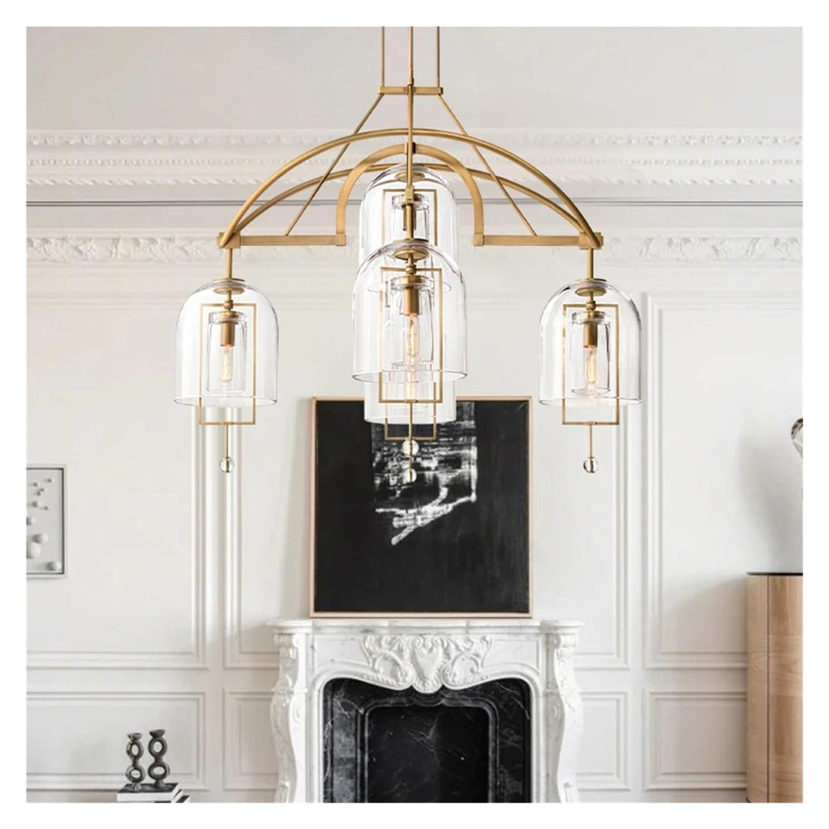 Modern Retro Brass Black Chrome LED Chandelier Dimmable