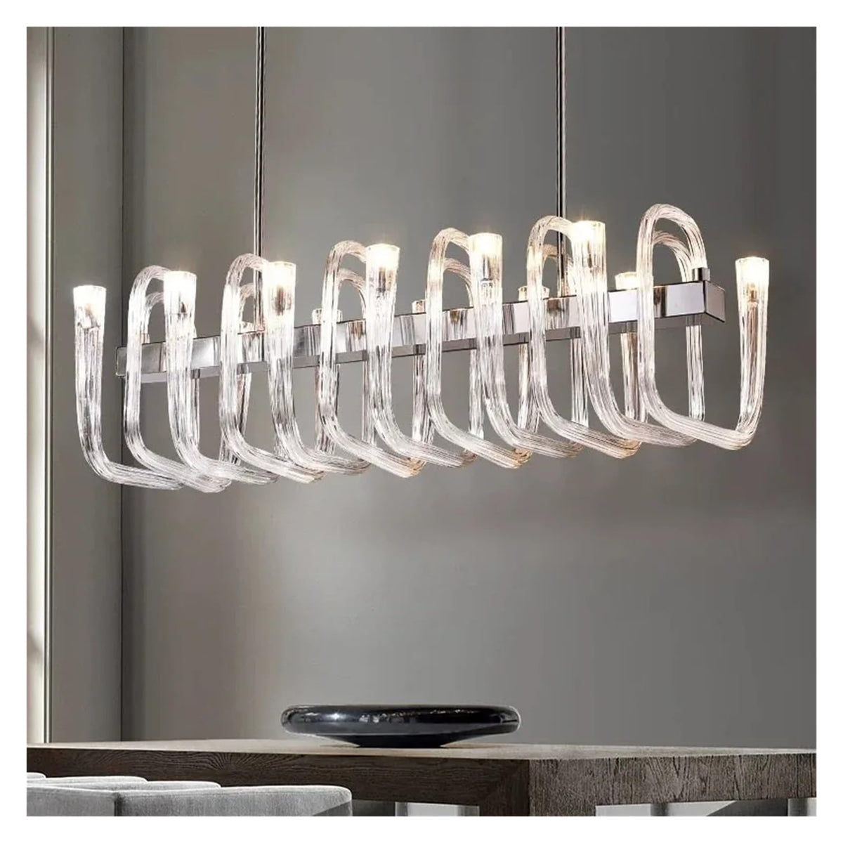 Post-Modern Simple Living Room U Shaped Glass Ceiling Chandelier Italian Designer Lustre Light Art Pendant Lamps,Practical
