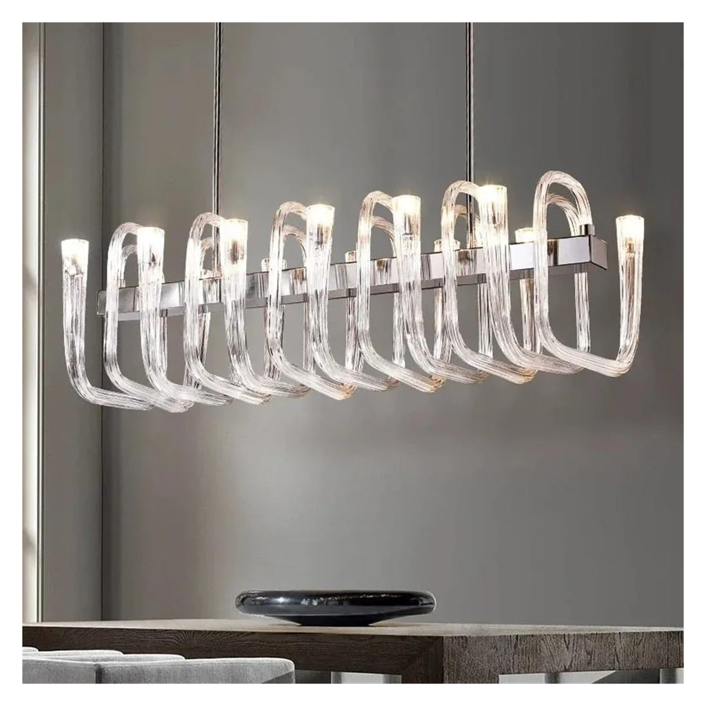 Post-Modern Simple Living Room U Shaped Glass Ceiling Chandelier Italian Designer Lustre Light Art Pendant Lamps,Practical