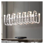 Post-Modern Simple Living Room U Shaped Glass Ceiling Chandelier Italian Designer Lustre Light Art Pendant Lamps,Practical