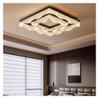 Wavy Square Round Crystal Flush Mount Ceiling Light Glass LED