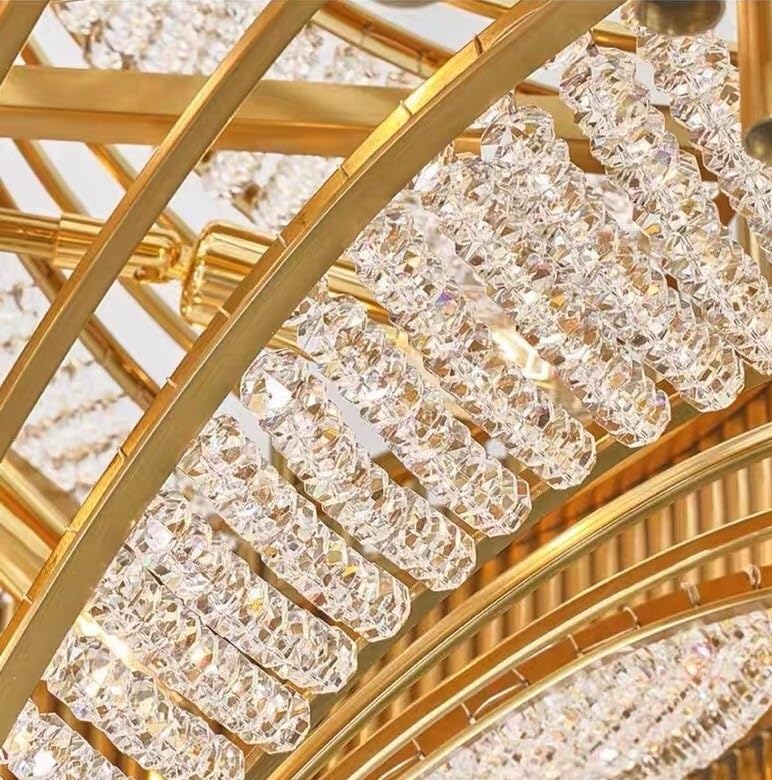 Chandelier, Duplex Building Villa Deluxe Crystal Chandelier Stair Hotel Lobby Project LED Penthouse for Living Room(Natural Light,D60xH120CM)