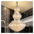 Pagoda Design Crystal Chandelier Large Gold Pendant Light