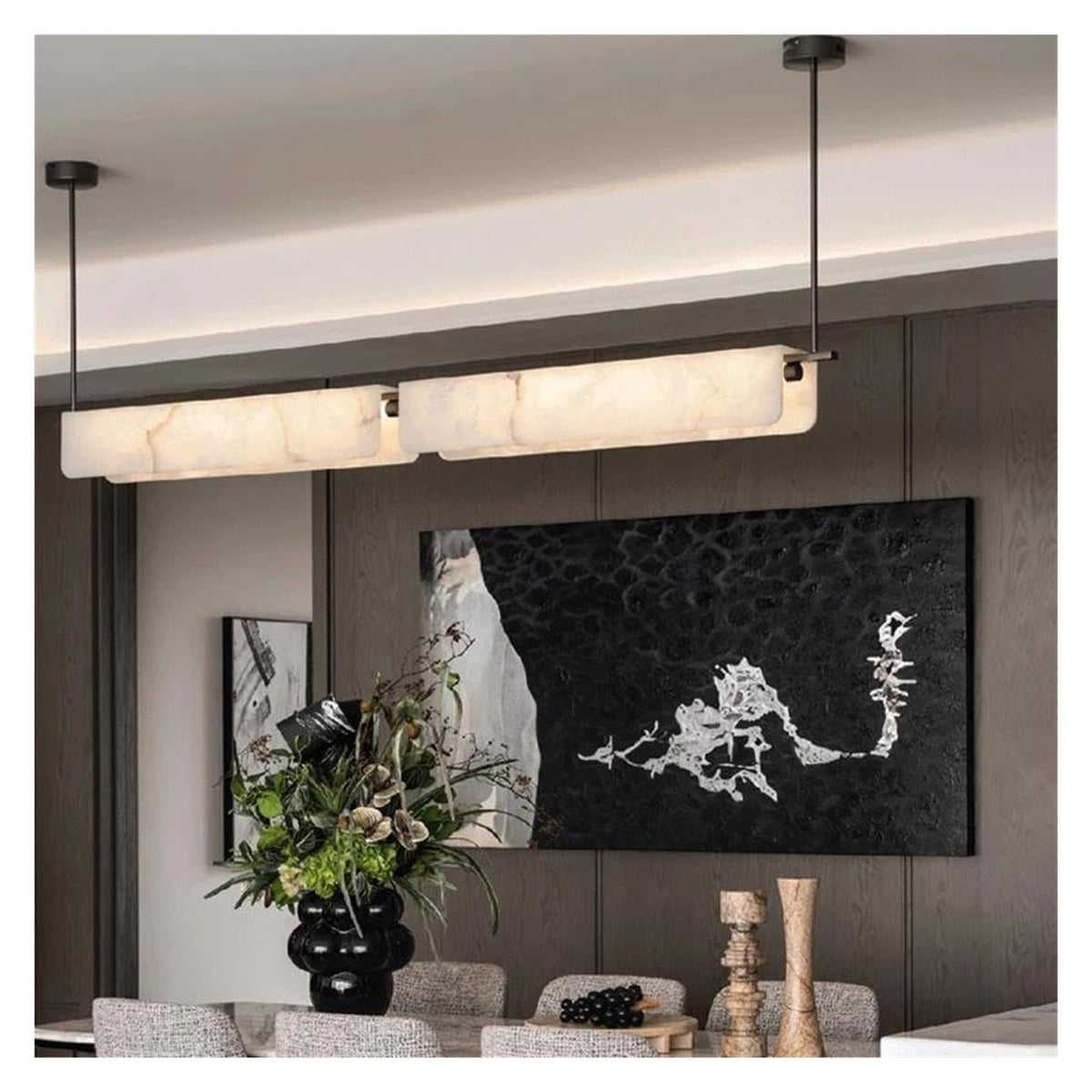 Spanish Marble Ceiling Pendant Light Long Alabaster Chandelier ,Space