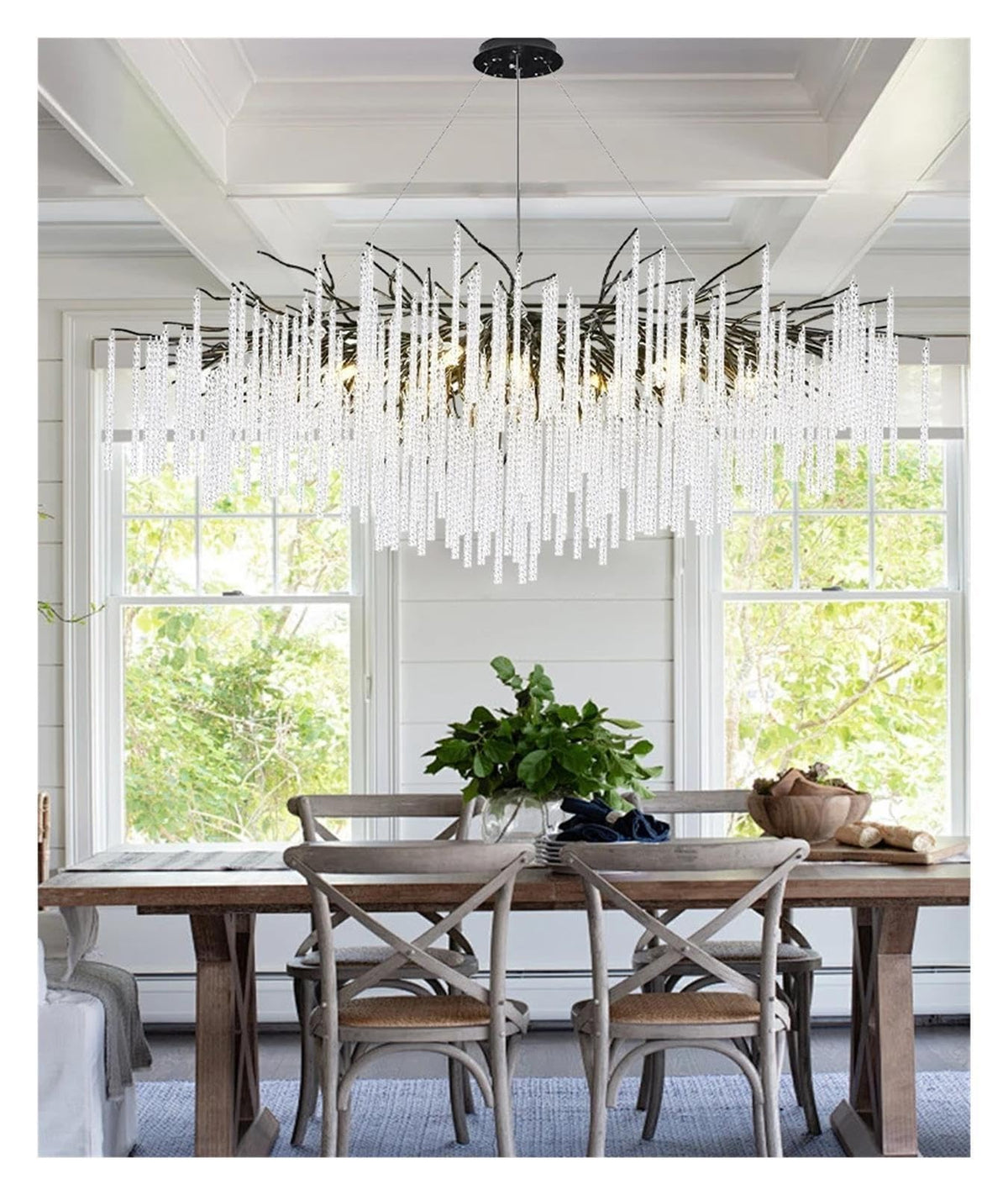 Branch Style Chandelier Long Pendant Light with Crystal Rod,Nordic