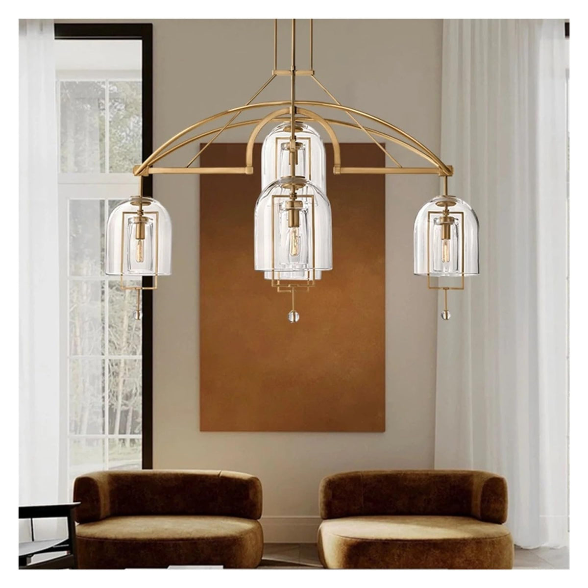 Modern Retro Brass Black Chrome LED Chandelier Dimmable