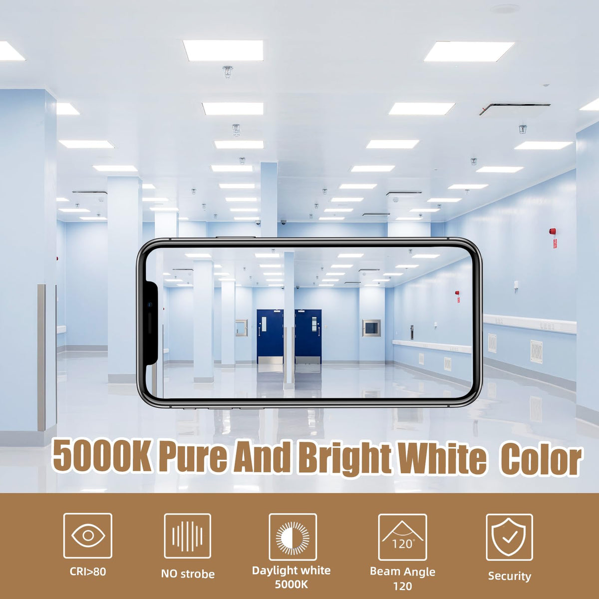 2x2 LED Flat Panel Troffer Light, 12 Pack 45W,5800LM, Edge-Lit 2x2FT LED Drop Ceiling Light Fixtures,5000K Daylight White,0-10V ETL Listed,Works from 110-277V AC