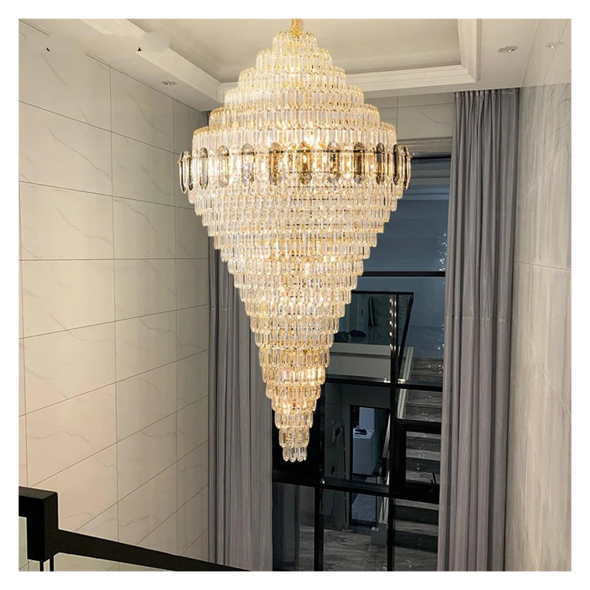 Villa Duplex Building, Living Room, Large Chandelier, Light Luxury Hotel Lobby Chandelier, Sales Department, Club Crystal Lamp
