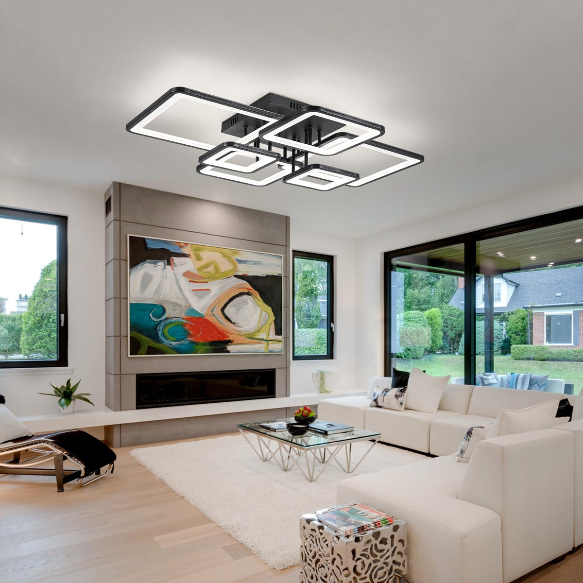 6 Square Black Ceiling Lights + 8 Square White Ceiling Lights