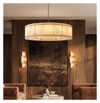 American Marble LED Chandelier Lighting Alabaster Hanging Lamps Lustre Suspension Luminaire Lampen for Dinning Room,Art