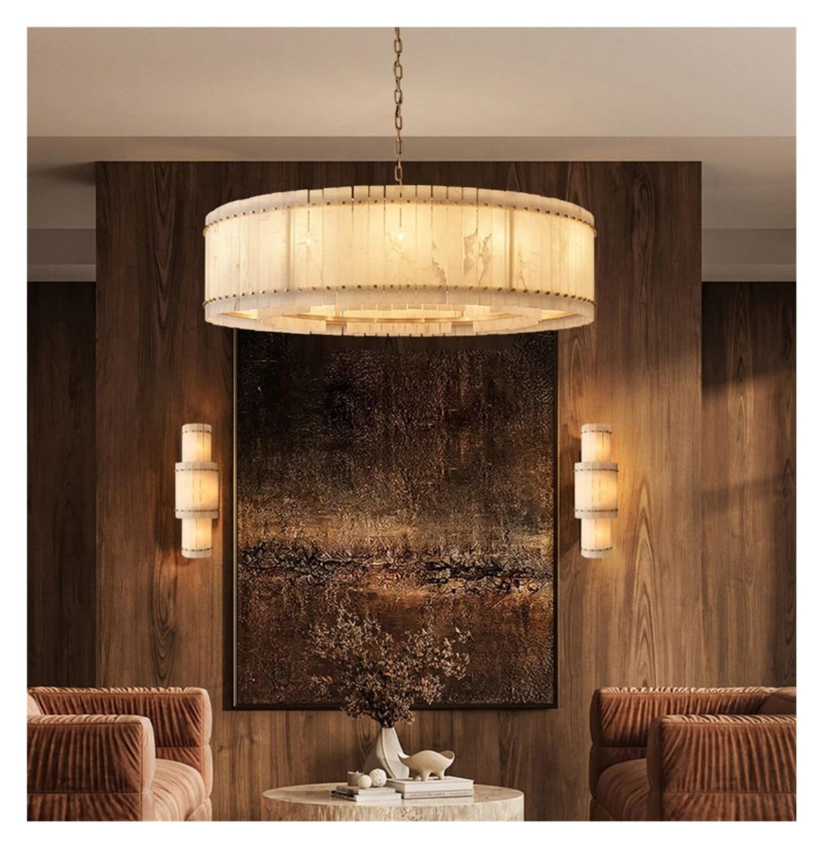 American Marble LED Chandelier Lighting Alabaster Hanging Lamps Lustre Suspension Luminaire Lampen for Dinning Room,Art