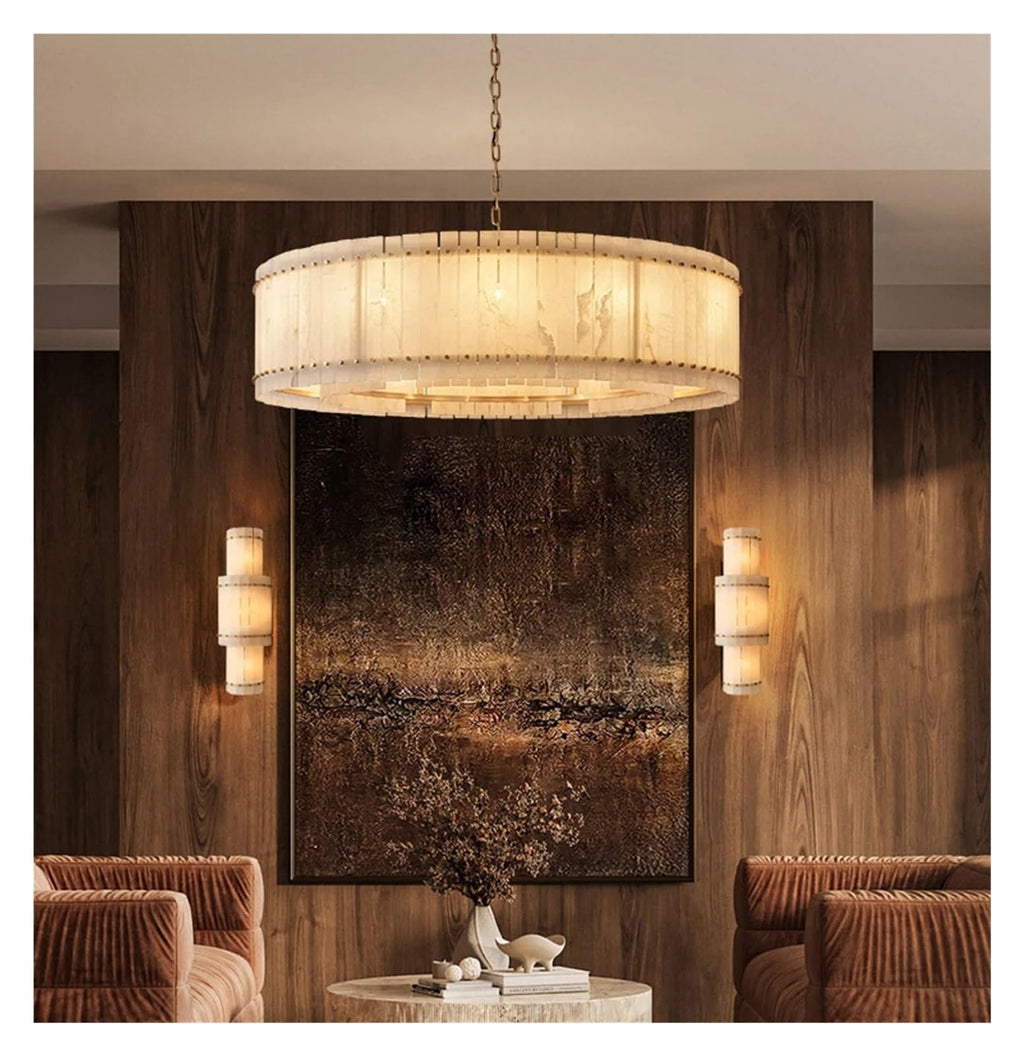 American Marble LED Chandelier Lighting Alabaster Hanging Lamps Lustre Suspension Luminaire Lampen for Dinning Room,Art