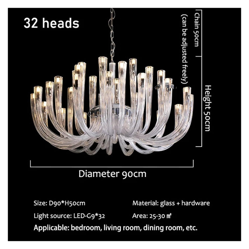 Post-Modern Simple Living Room U Shaped Glass Ceiling Chandelier Italian Designer Lustre Light Art Pendant Lamps,Practical