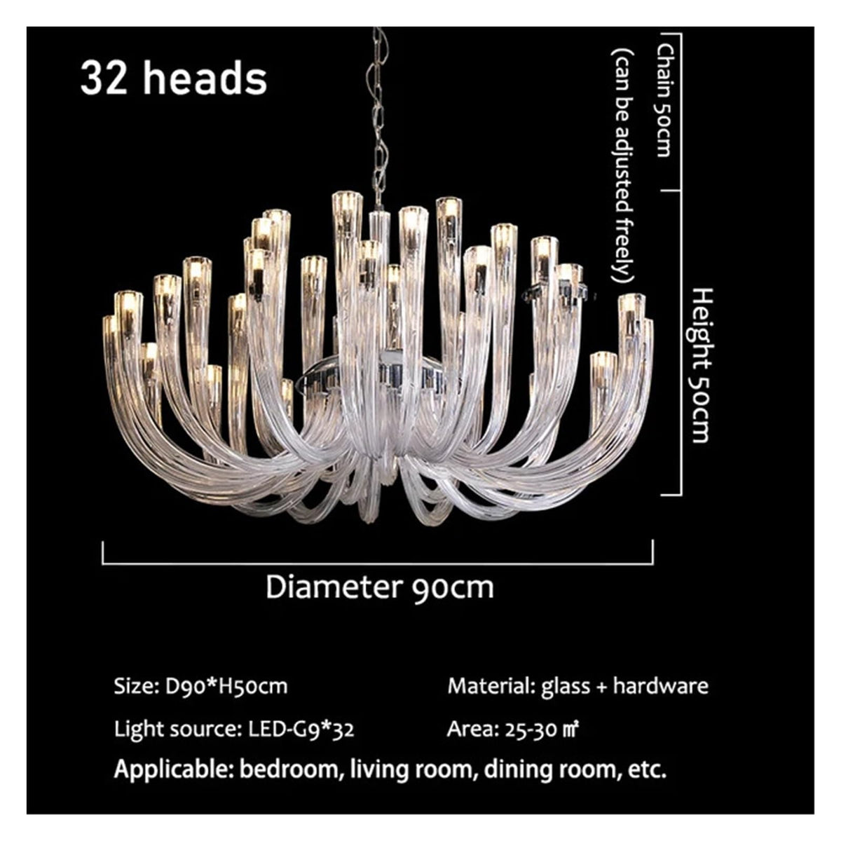 Post-Modern Simple Living Room U Shaped Glass Ceiling Chandelier Italian Designer Lustre Light Art Pendant Lamps,Practical
