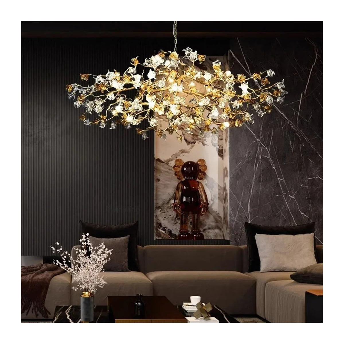 Ceiling Crystal Branch Chandeliers Villa Designer Crystal Chandelier for Living Room Bar Lamp Brass Art Tea Room,Art