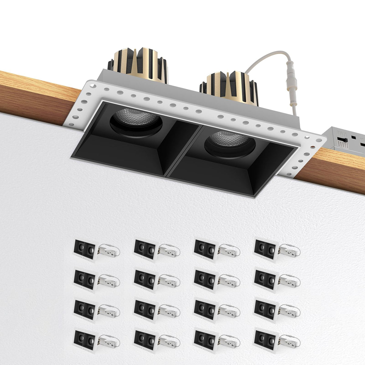 4-Pack Square Rimless LED Downlight Anti-glare Embedded Ceiling Lamps