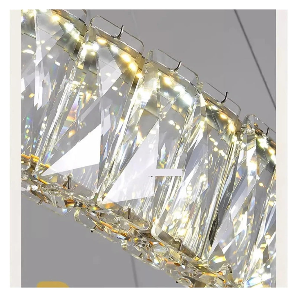 Modern Intertwined Double Ring Crystal LED Pendant Light Gold Frame Irregular Loop Hanging Chandelier,Warmth